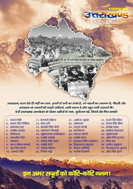 शहीद आंदोलनकारियों की सूची